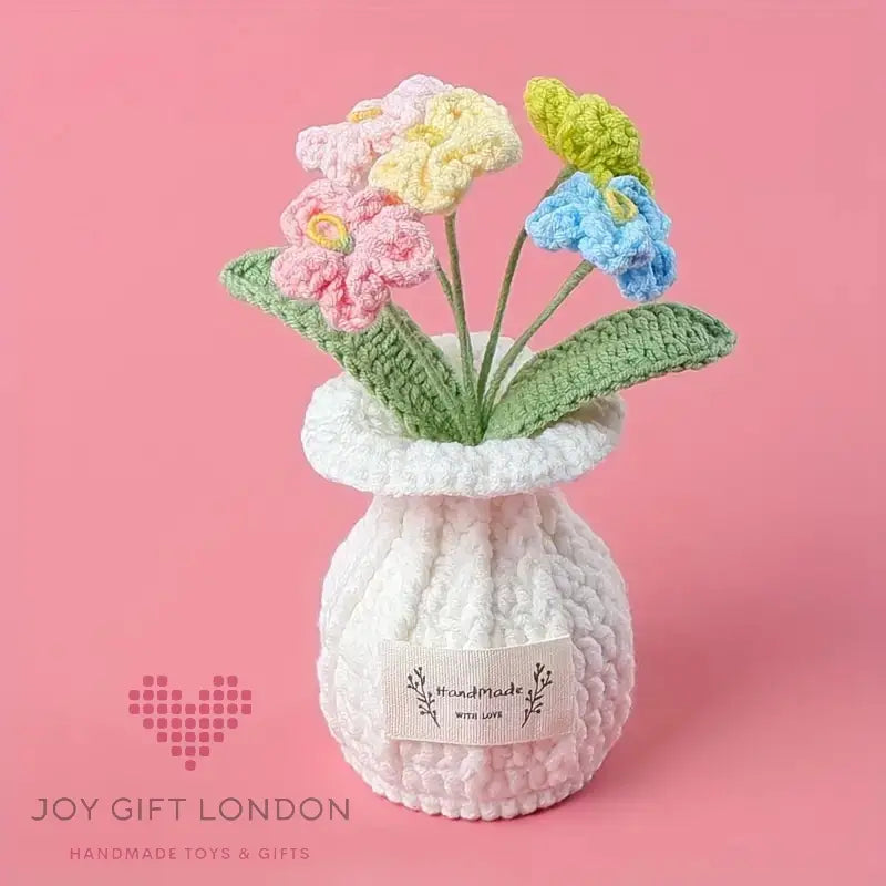 Handmade Crochet Vase Flowers Joy Gift London