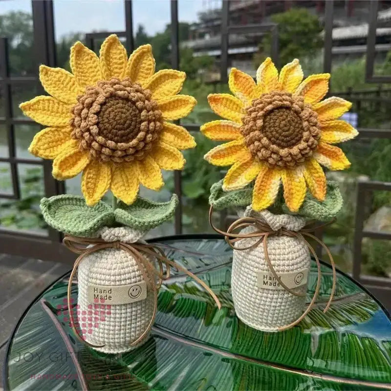 Handmade Crochet Vase Sunflower Joy Gift London