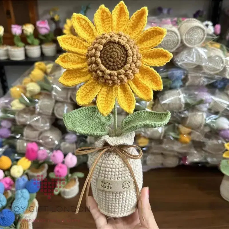 Handmade Crochet Vase Sunflower Joy Gift London