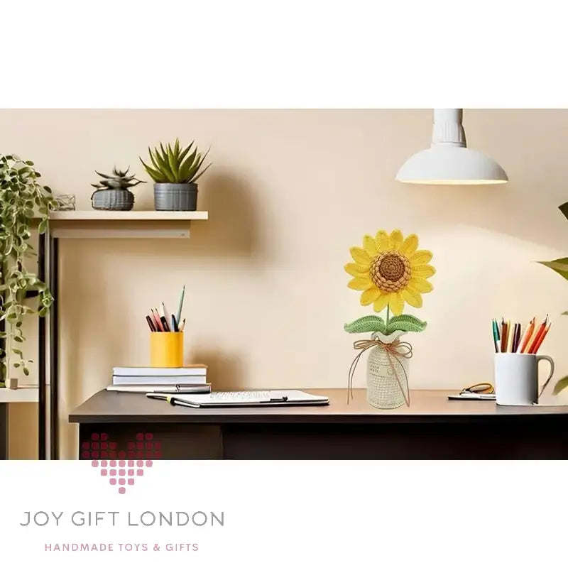 Handmade Crochet Vase Sunflower Joy Gift London