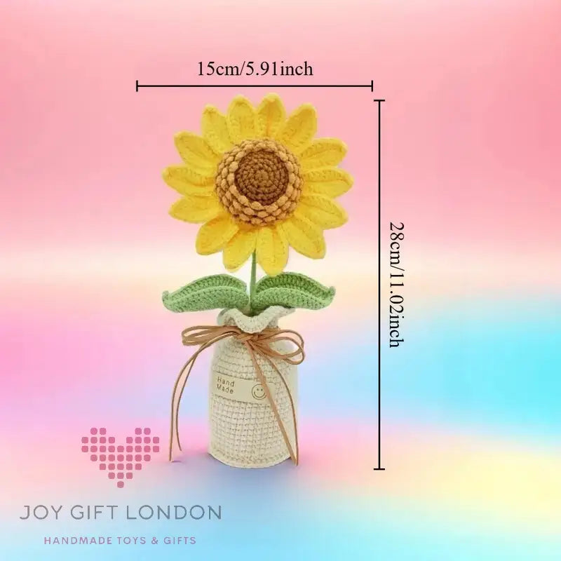 Handmade Crochet Vase Sunflower Joy Gift London