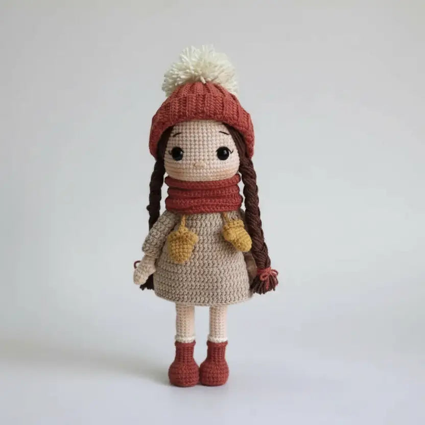 Handmade Crochet Winter Girl Doll with Beanie & Scarf  Joy Gift London