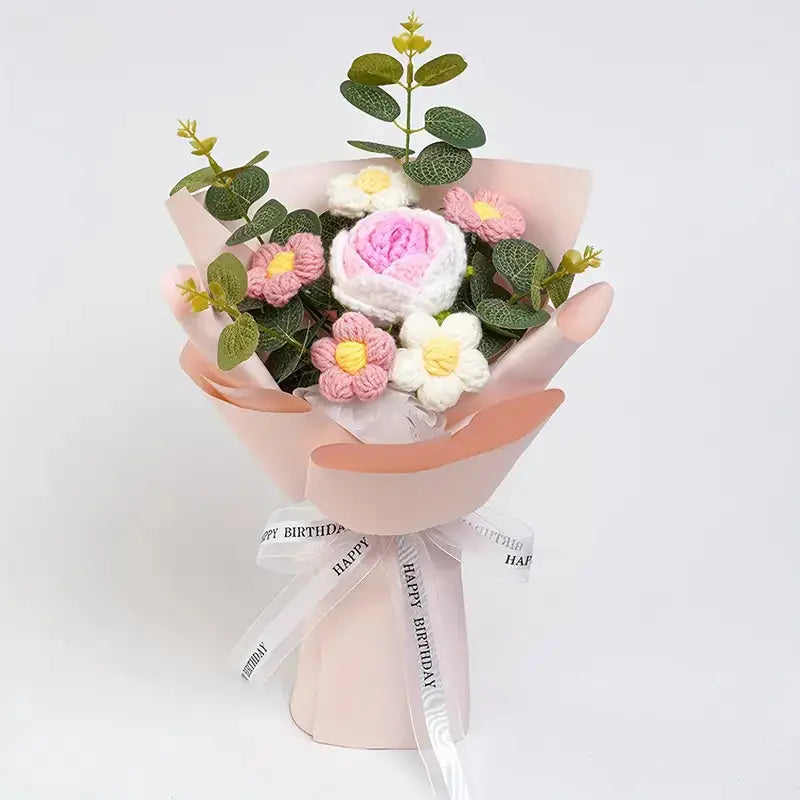 Handmade Crocheted Mixed Rose Bouquet Joy Gift London