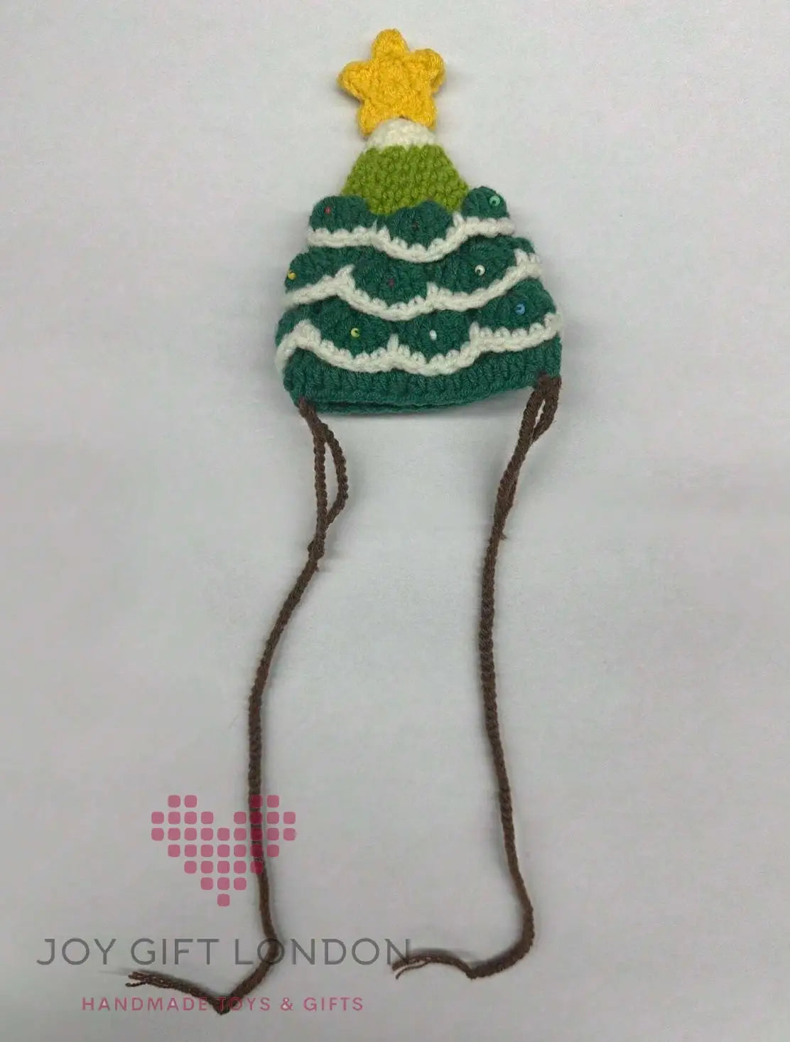 Handmade Crocheted Pet Christmas Tree Hat Joy Gift London