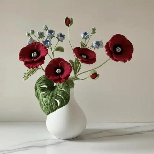 Handmade Crocheted Poppy Bouquet  Joy Gift London