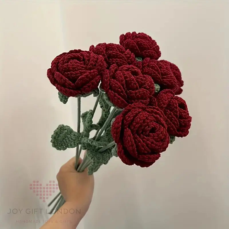 Handmade Crocheted Red Rose Bouquet🌹💐 5pc Joy Gift London