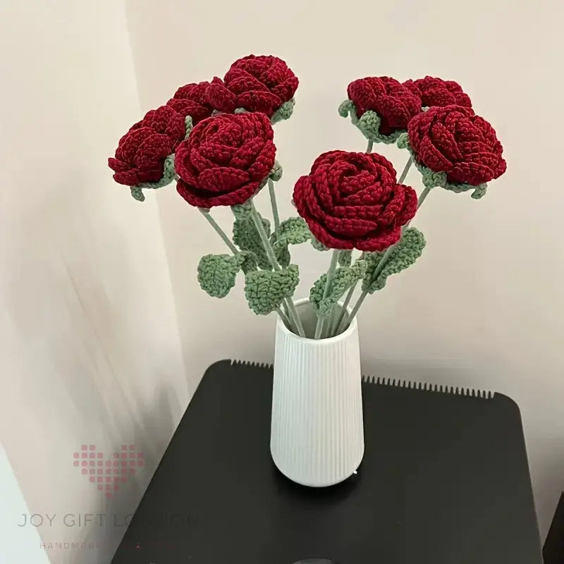 Handmade Crocheted Red Rose Bouquet🌹💐 5pc Joy Gift London