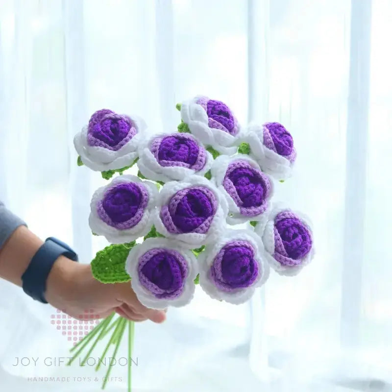 Handmade Crocheted Rose Bouquet🌹💐 10pc Joy Gift London