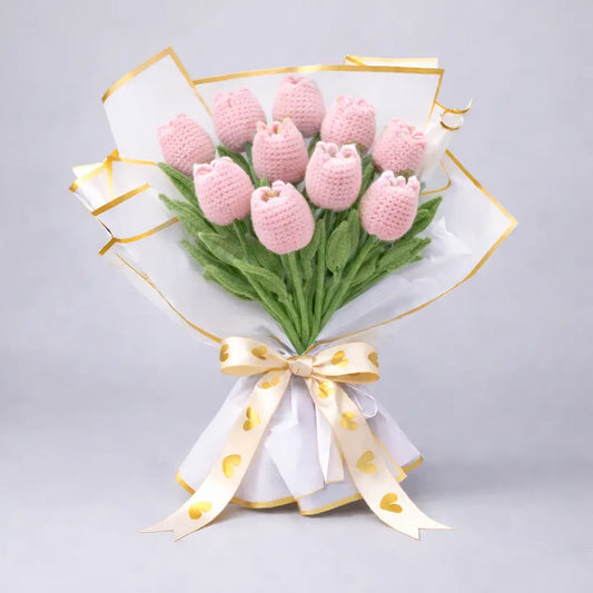 Handmade Crocheted Tulip Bouquet💐 10pc  Joy Gift London