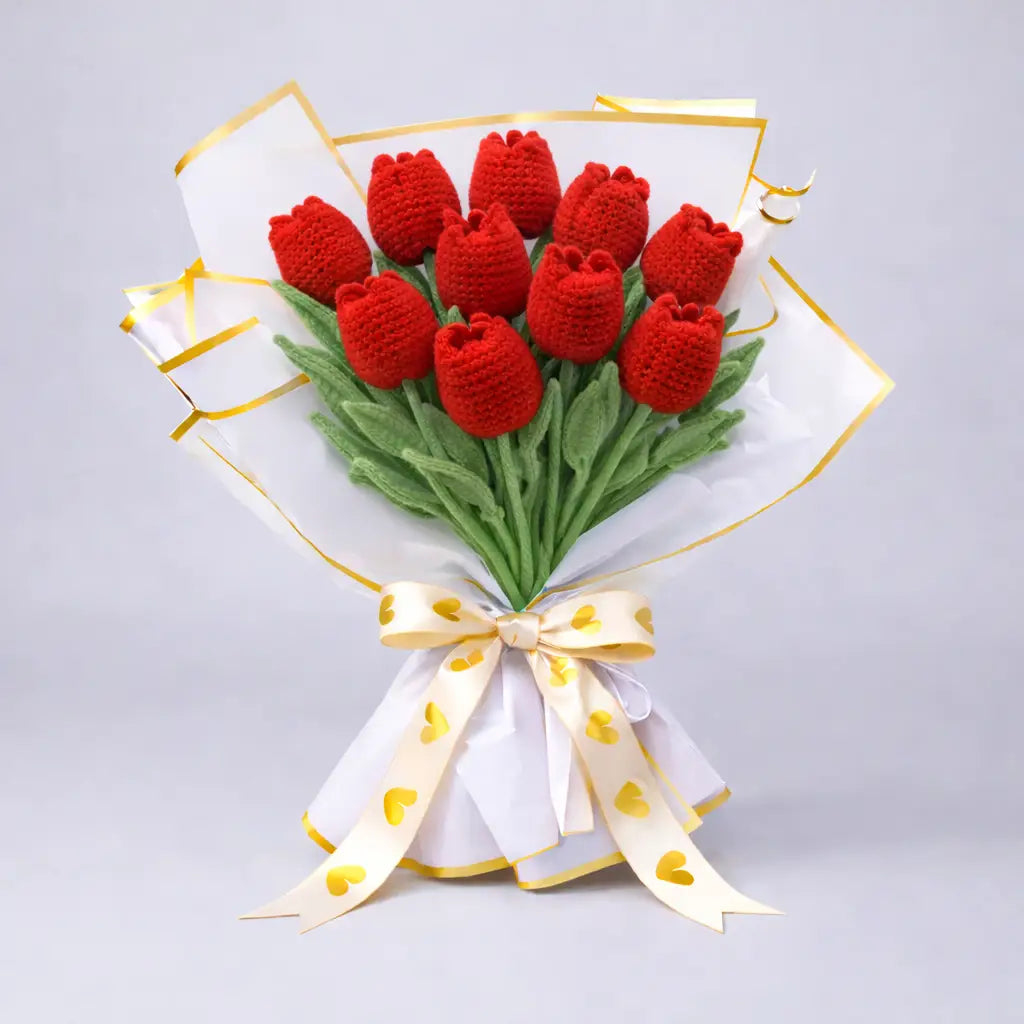 Handmade Crocheted Tulip Bouquet💐 10pc  Joy Gift London