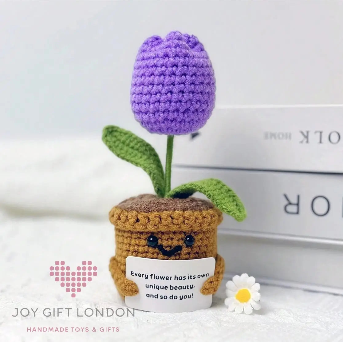 Handmade Emotional Support Plant Purple Tulip and Pink Carnation Joy Gift London