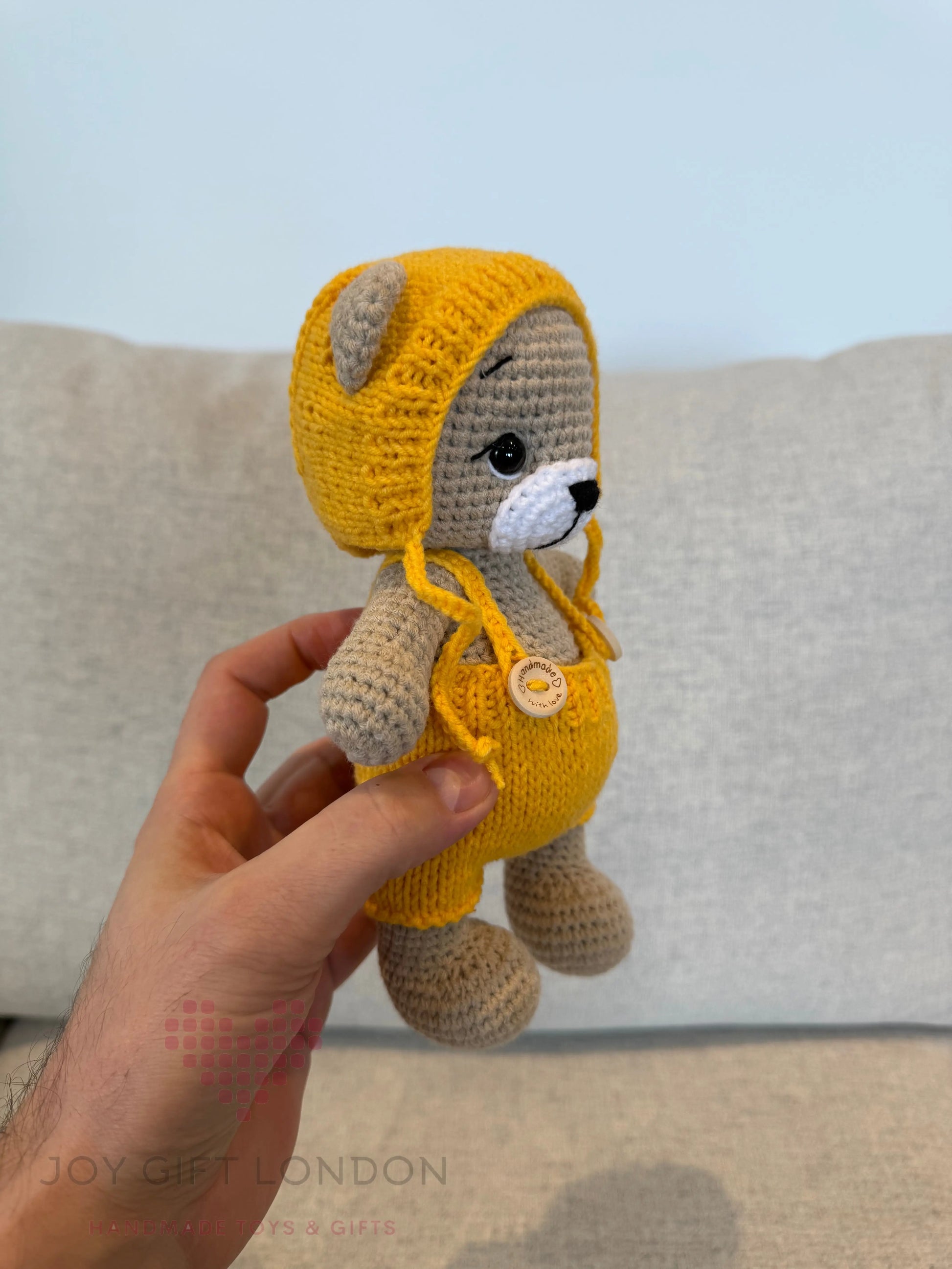 Handmade Joy Bear – Customisable Crochet Teddy Bear with Removable Outfit Joy Gift London