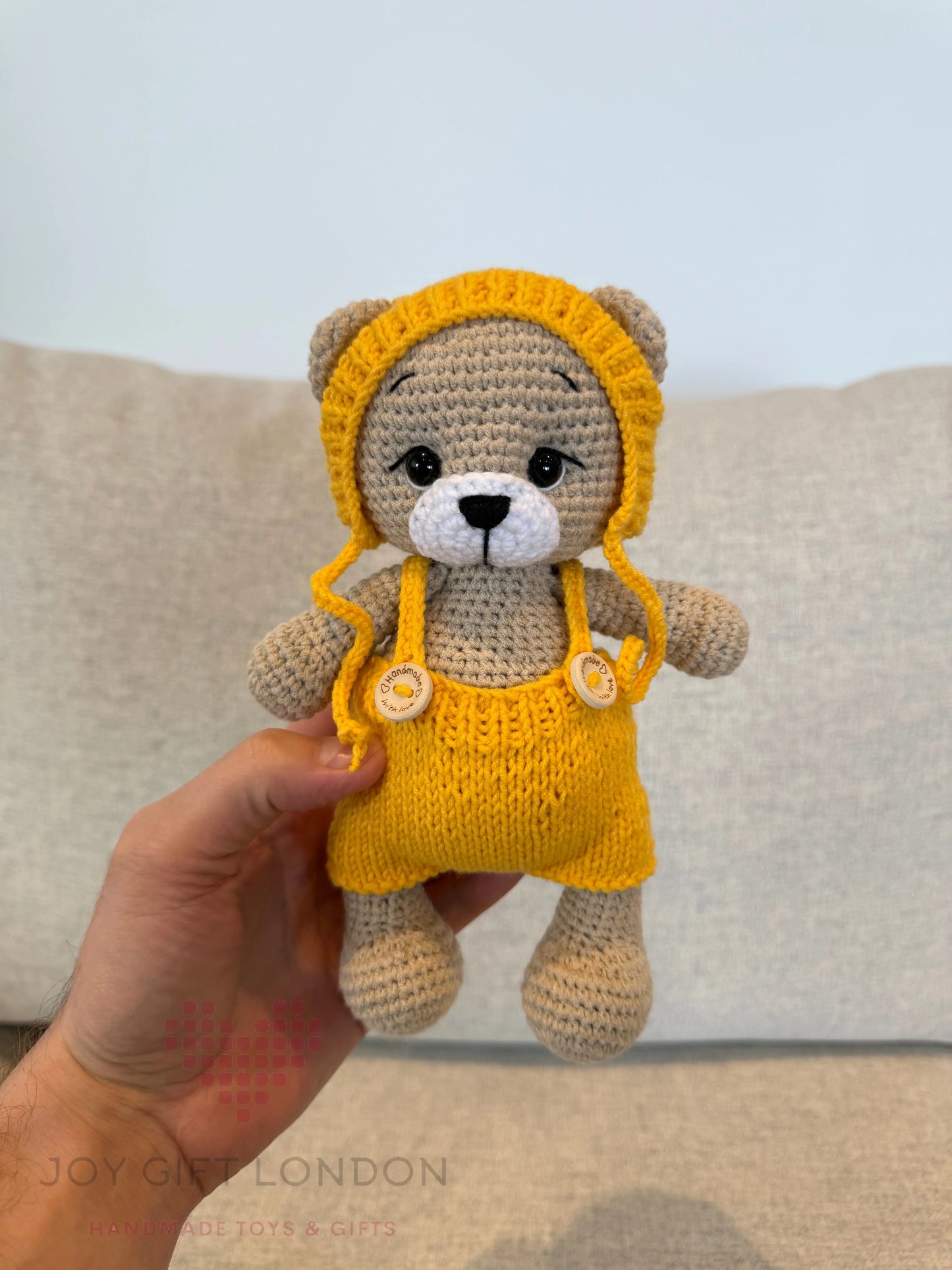 Handmade Joy Bear – Customisable Crochet Teddy Bear with Removable Outfit Joy Gift London