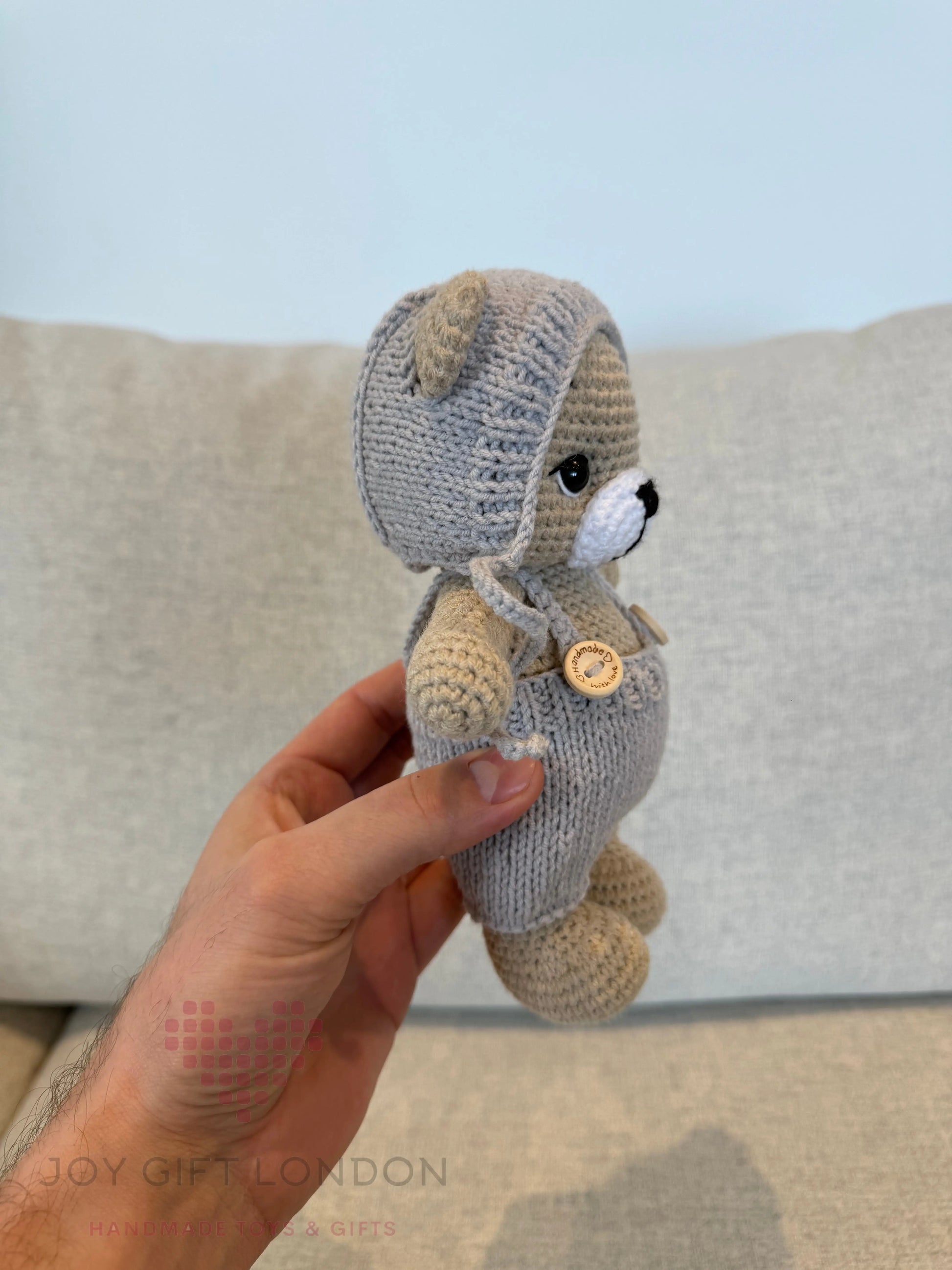 Handmade Joy Bear – Customisable Crochet Teddy Bear with Removable Outfit Joy Gift London