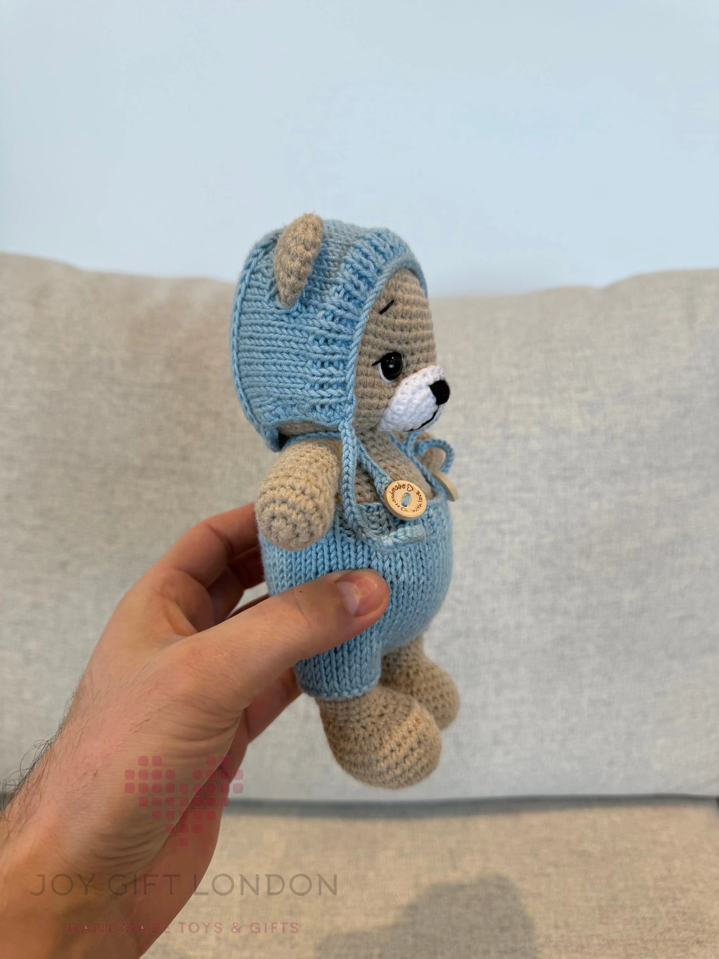 Handmade Joy Bear – Customisable Crochet Teddy Bear with Removable Outfit Joy Gift London