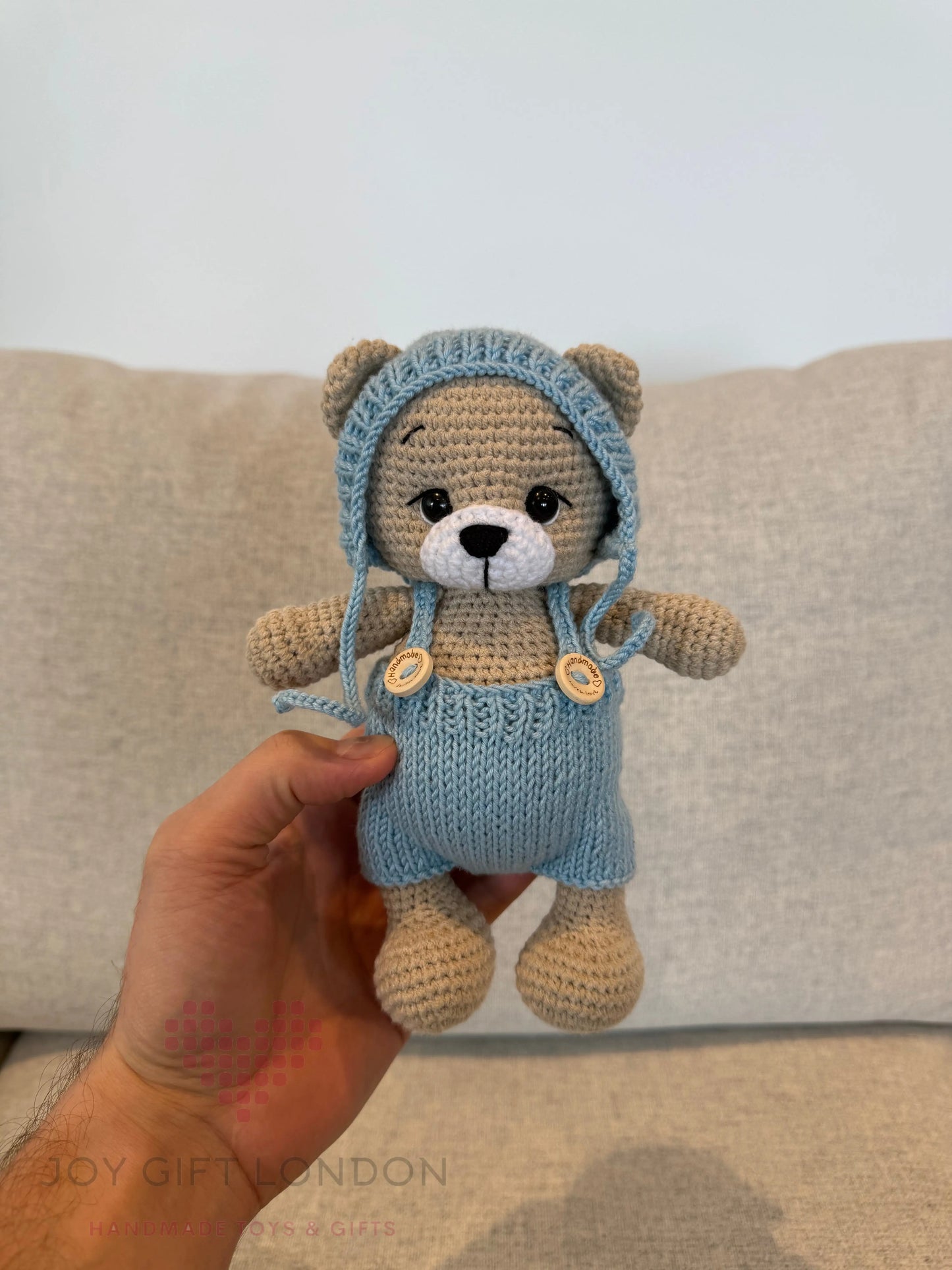 Handmade Joy Bear – Customisable Crochet Teddy Bear with Removable Outfit Joy Gift London