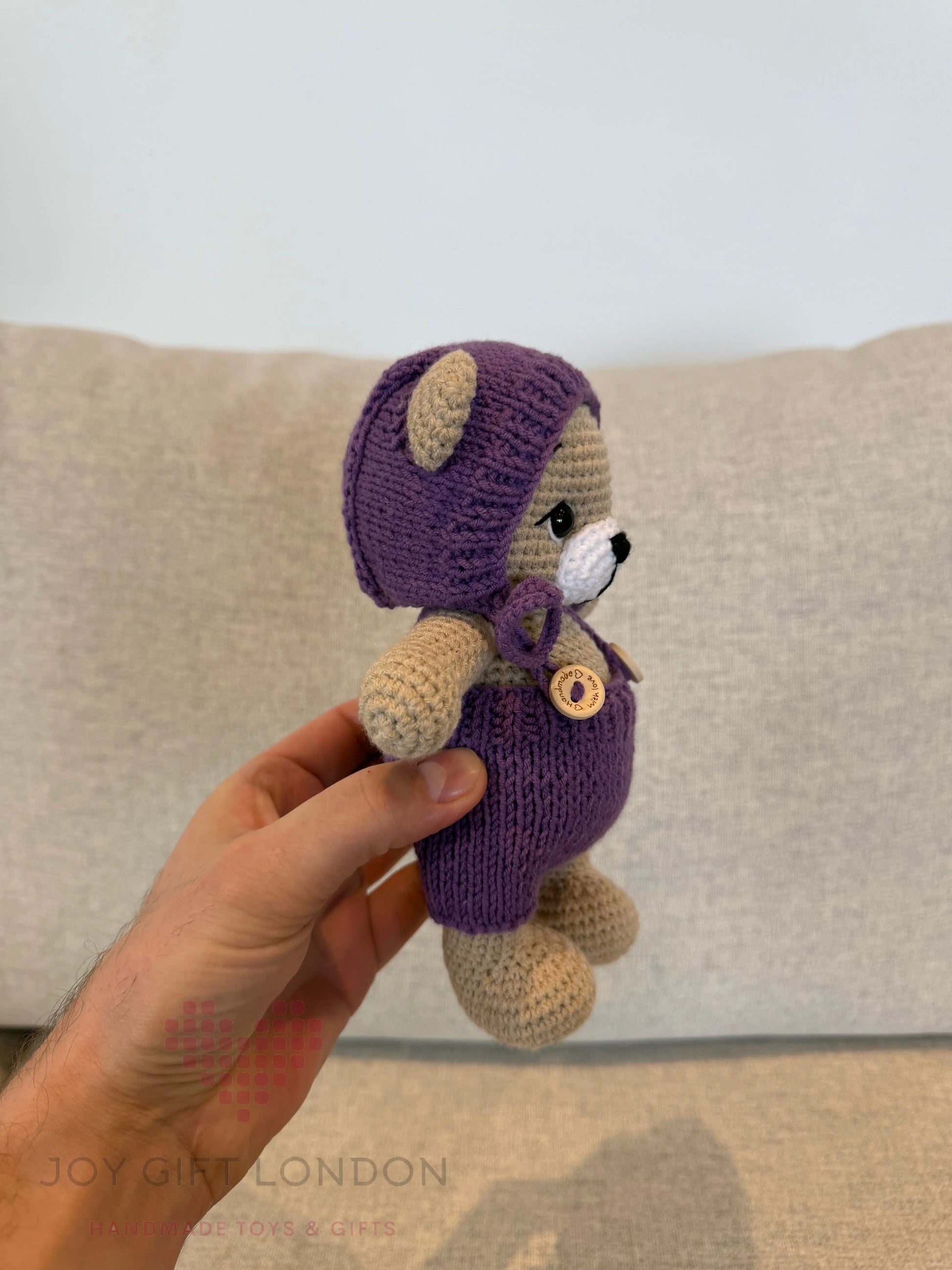 Handmade Joy Bear – Customisable Crochet Teddy Bear with Removable Outfit Joy Gift London