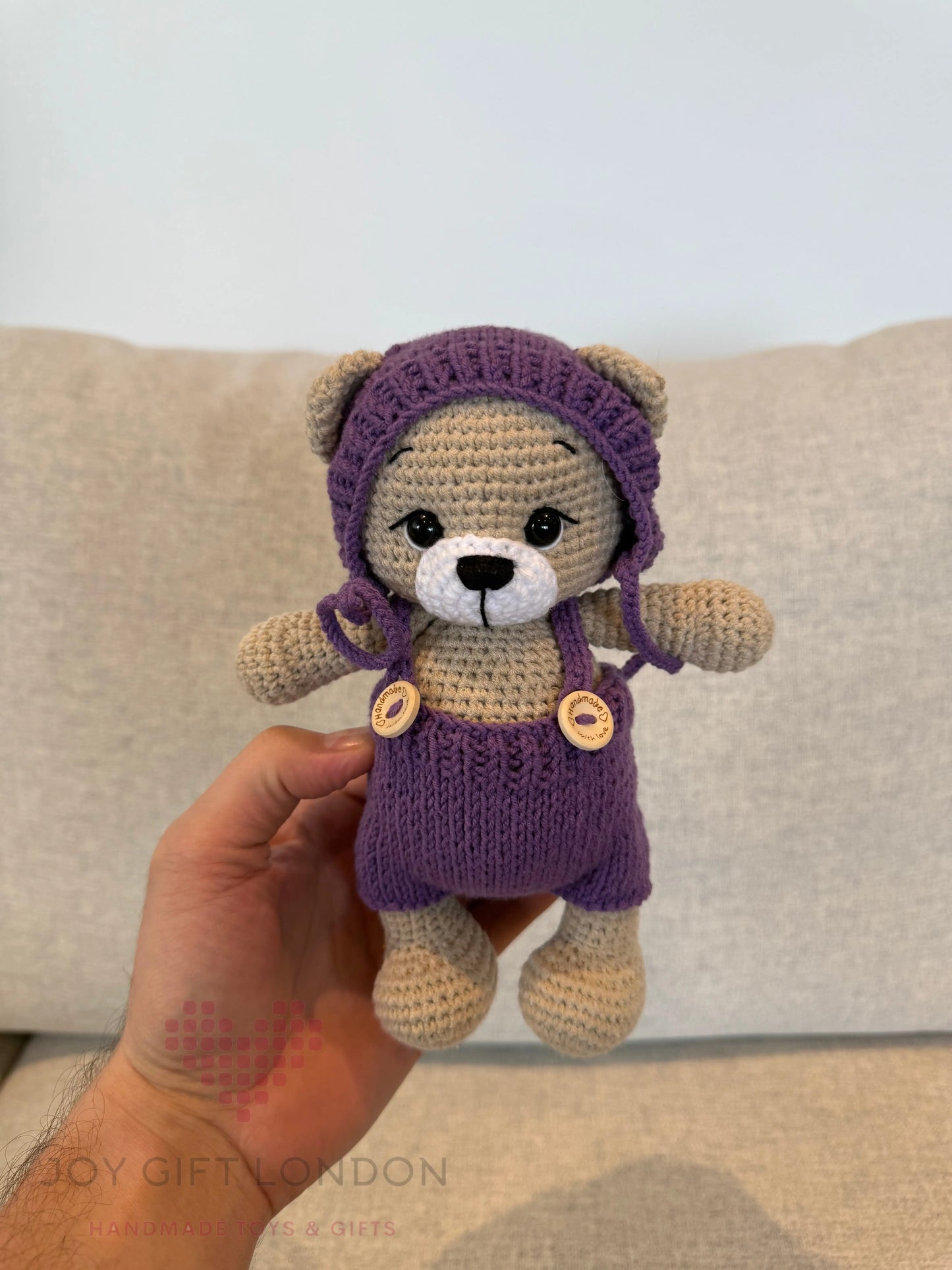 Handmade Joy Bear – Customisable Crochet Teddy Bear with Removable Outfit Joy Gift London