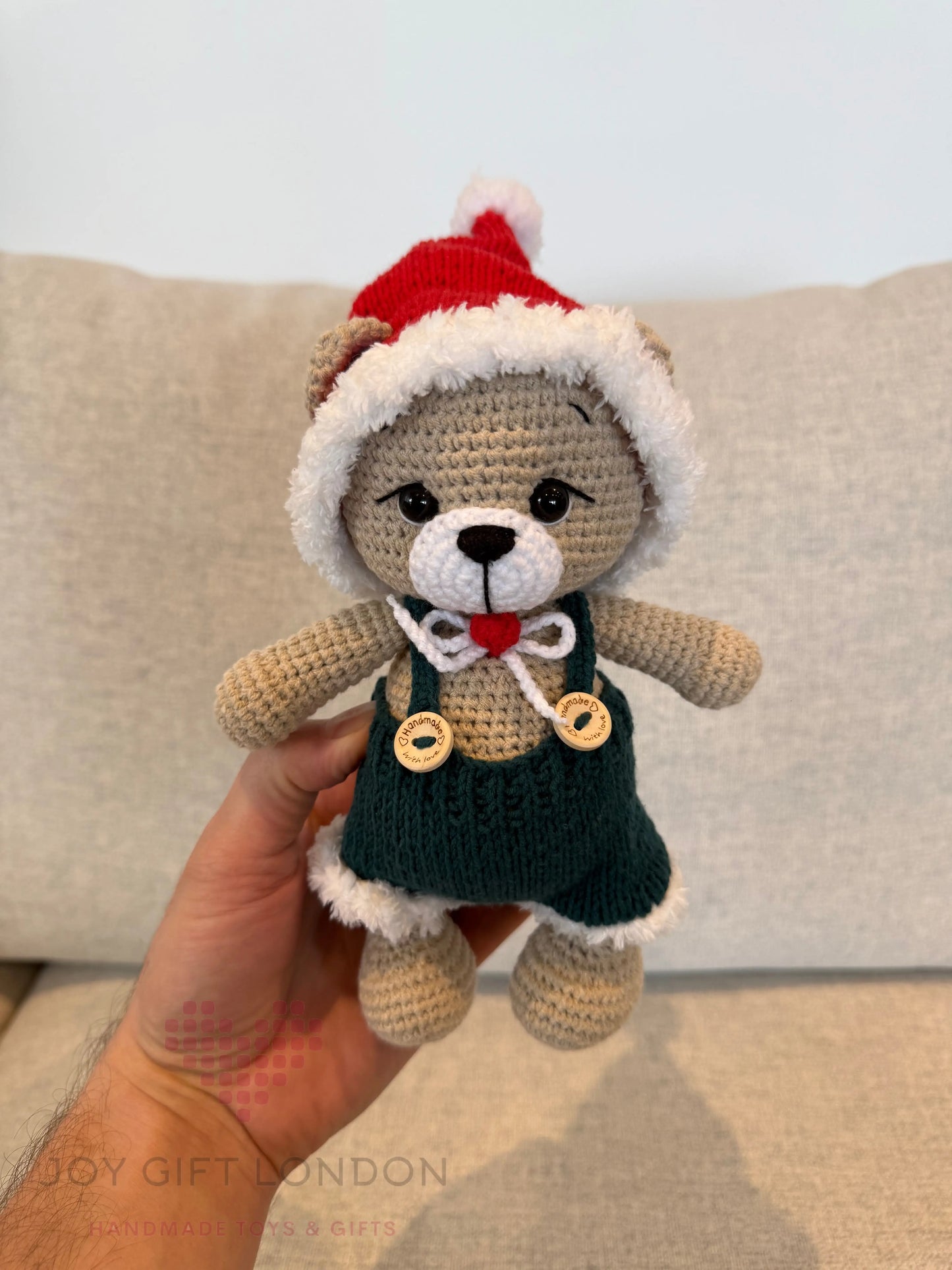 Handmade Joy Bear – Customisable Crochet Teddy Bear with Removable Outfit Joy Gift London