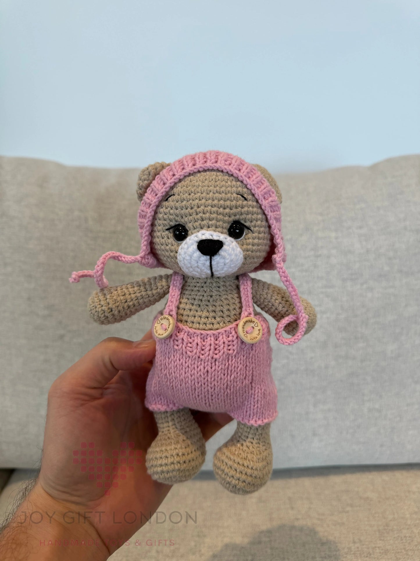 Handmade Joy Bear – Customisable Crochet Teddy Bear with Removable Outfit Joy Gift London