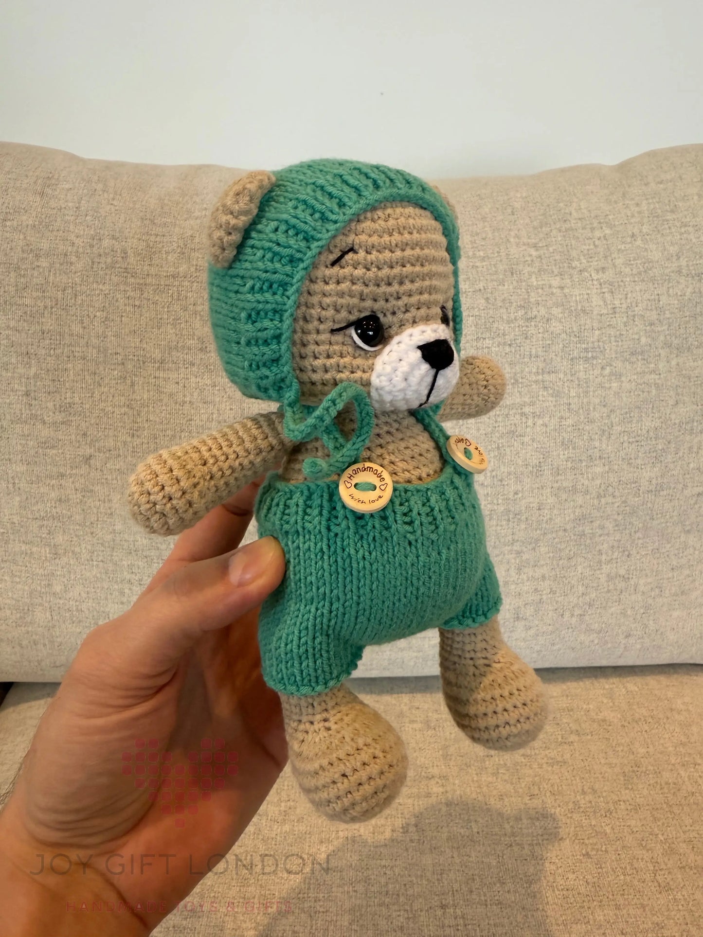 Handmade Joy Bear – Customisable Crochet Teddy Bear with Removable Outfit Joy Gift London