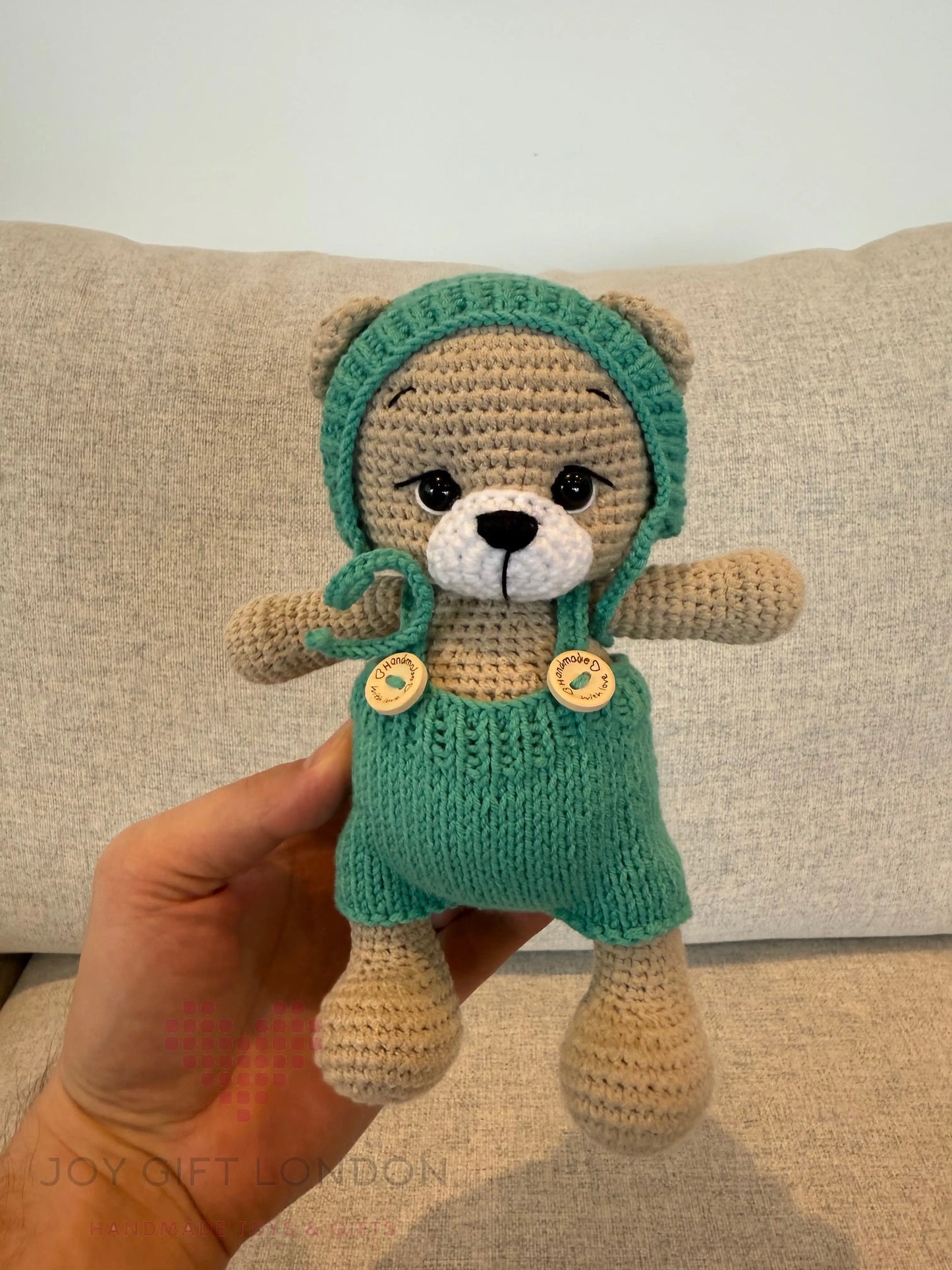 Handmade Joy Bear – Customisable Crochet Teddy Bear with Removable Outfit Joy Gift London