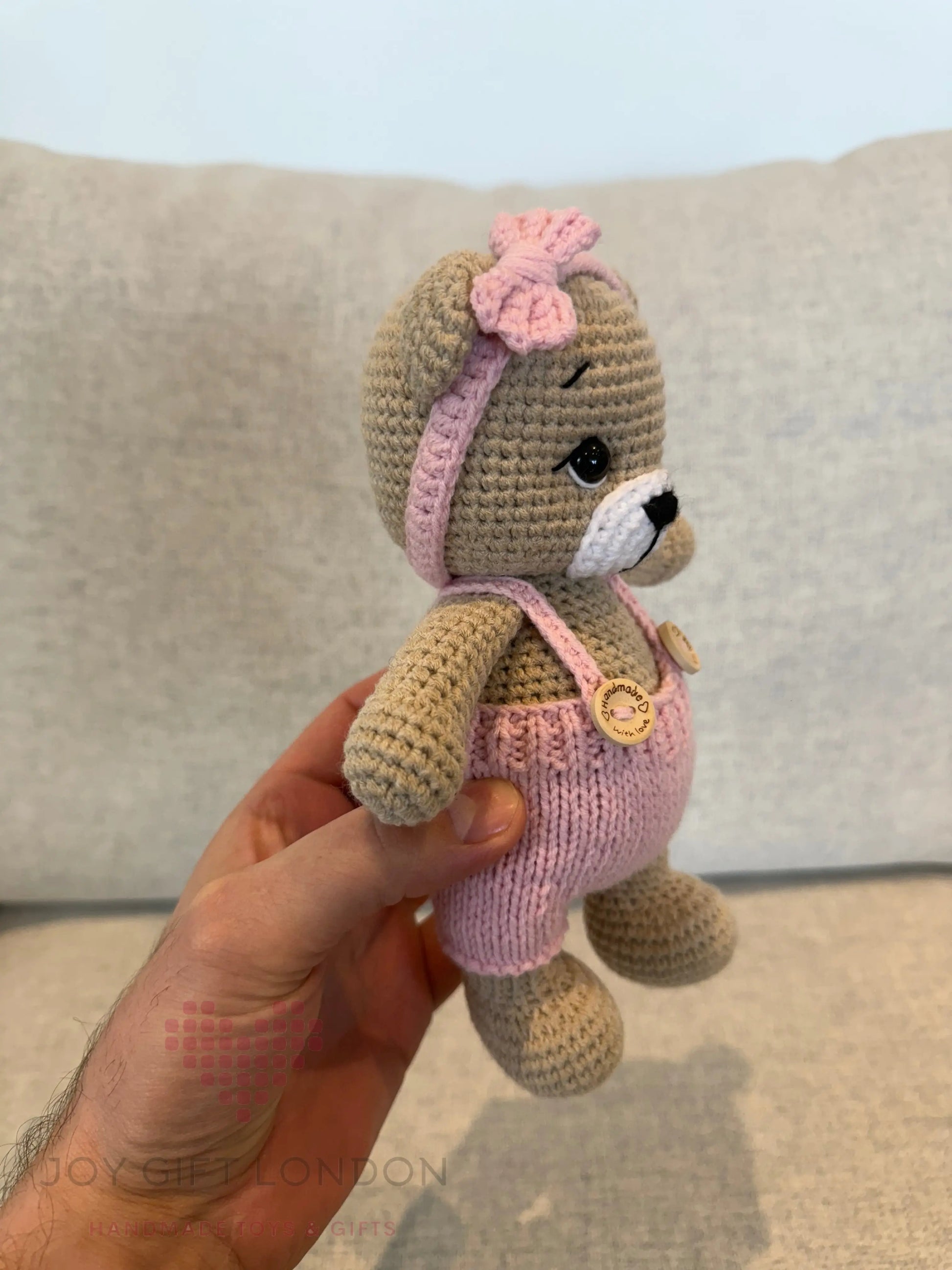 Handmade Joy Bear – Customisable Crochet Teddy Bear with Removable Outfit Joy Gift London