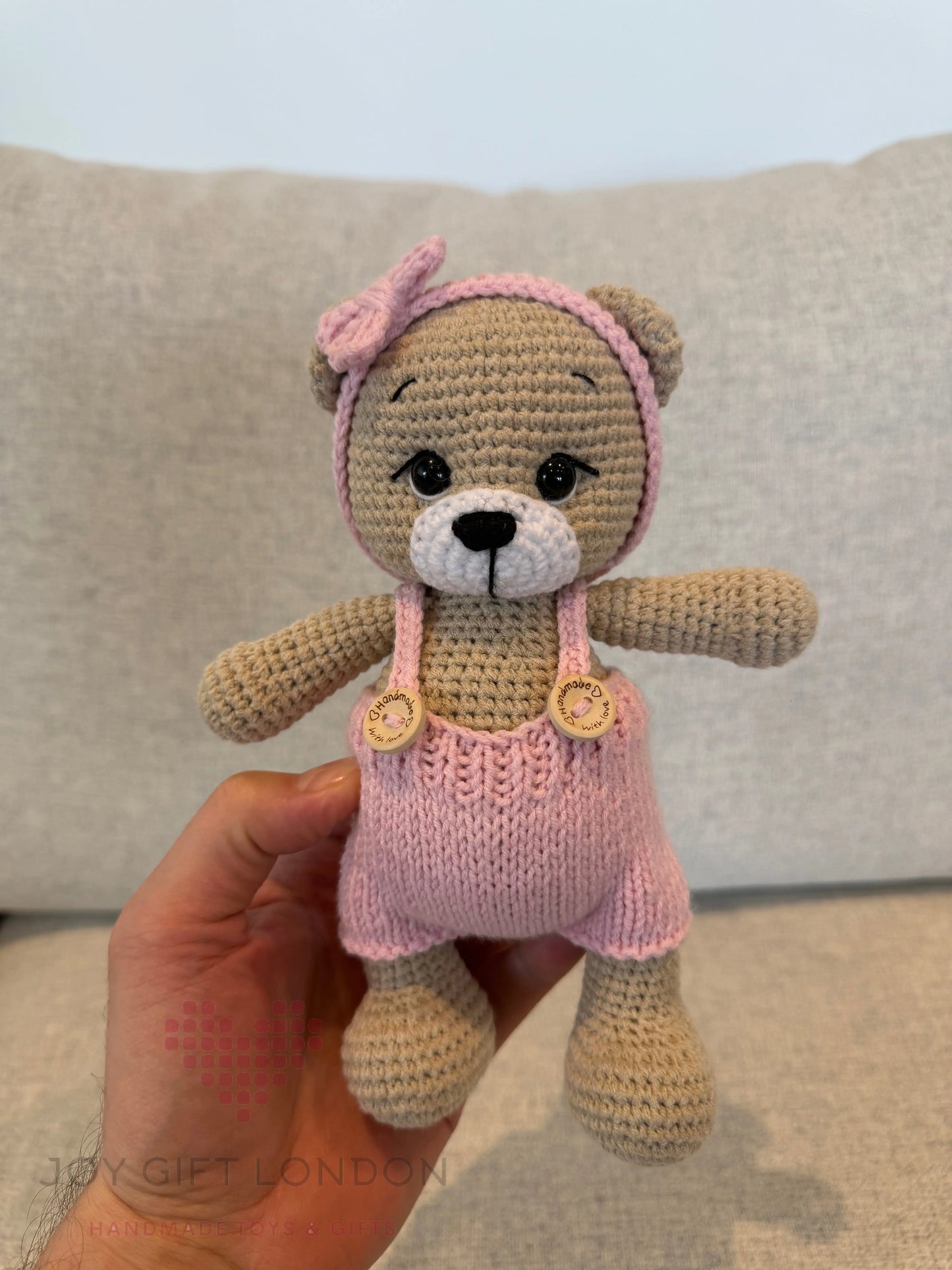 Handmade Joy Bear – Customisable Crochet Teddy Bear with Removable Outfit Joy Gift London