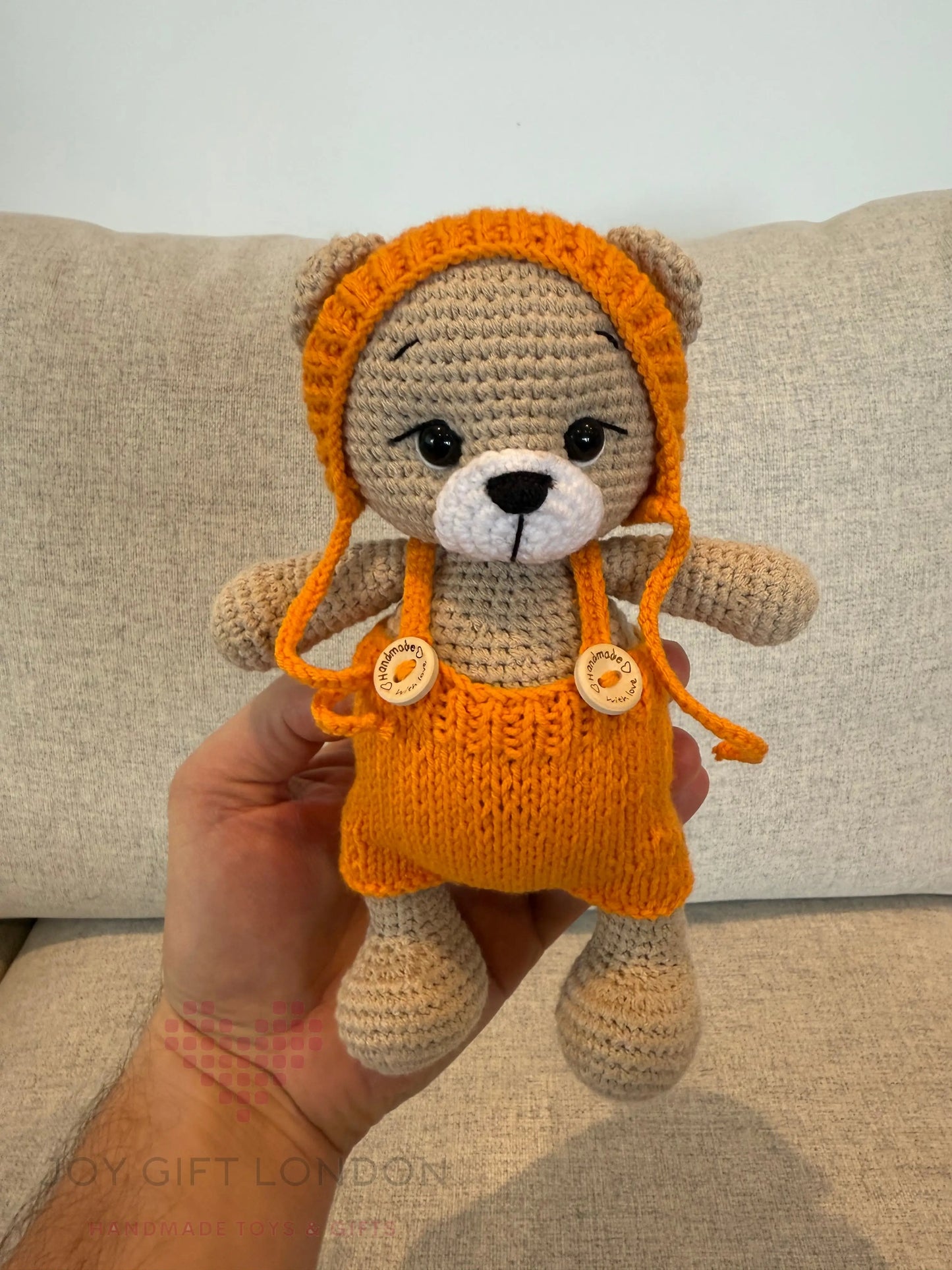 Handmade Joy Bear – Customisable Crochet Teddy Bear with Removable Outfit Joy Gift London