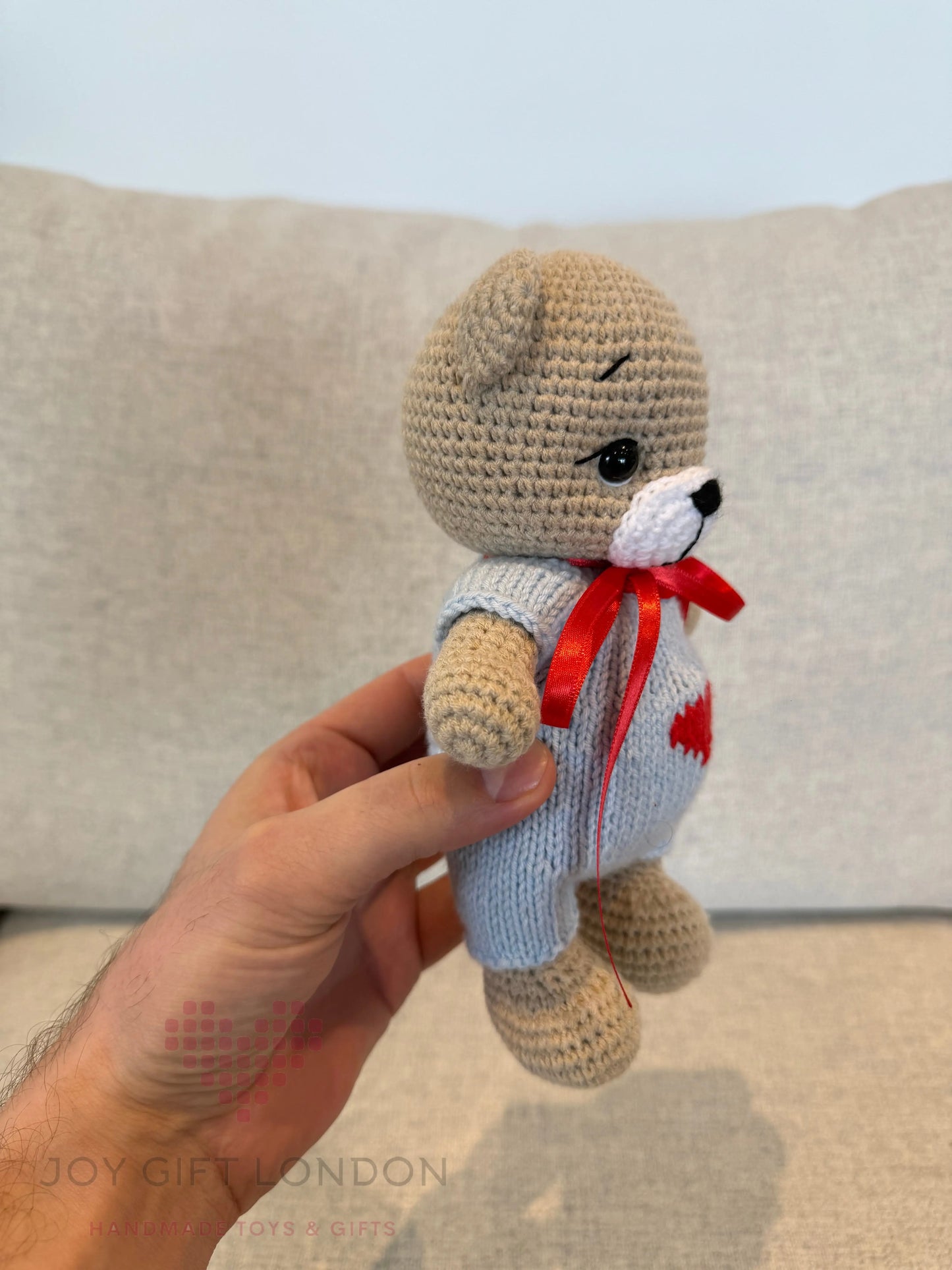 Handmade Joy Bear – Customisable Crochet Teddy Bear with Removable Outfit Joy Gift London