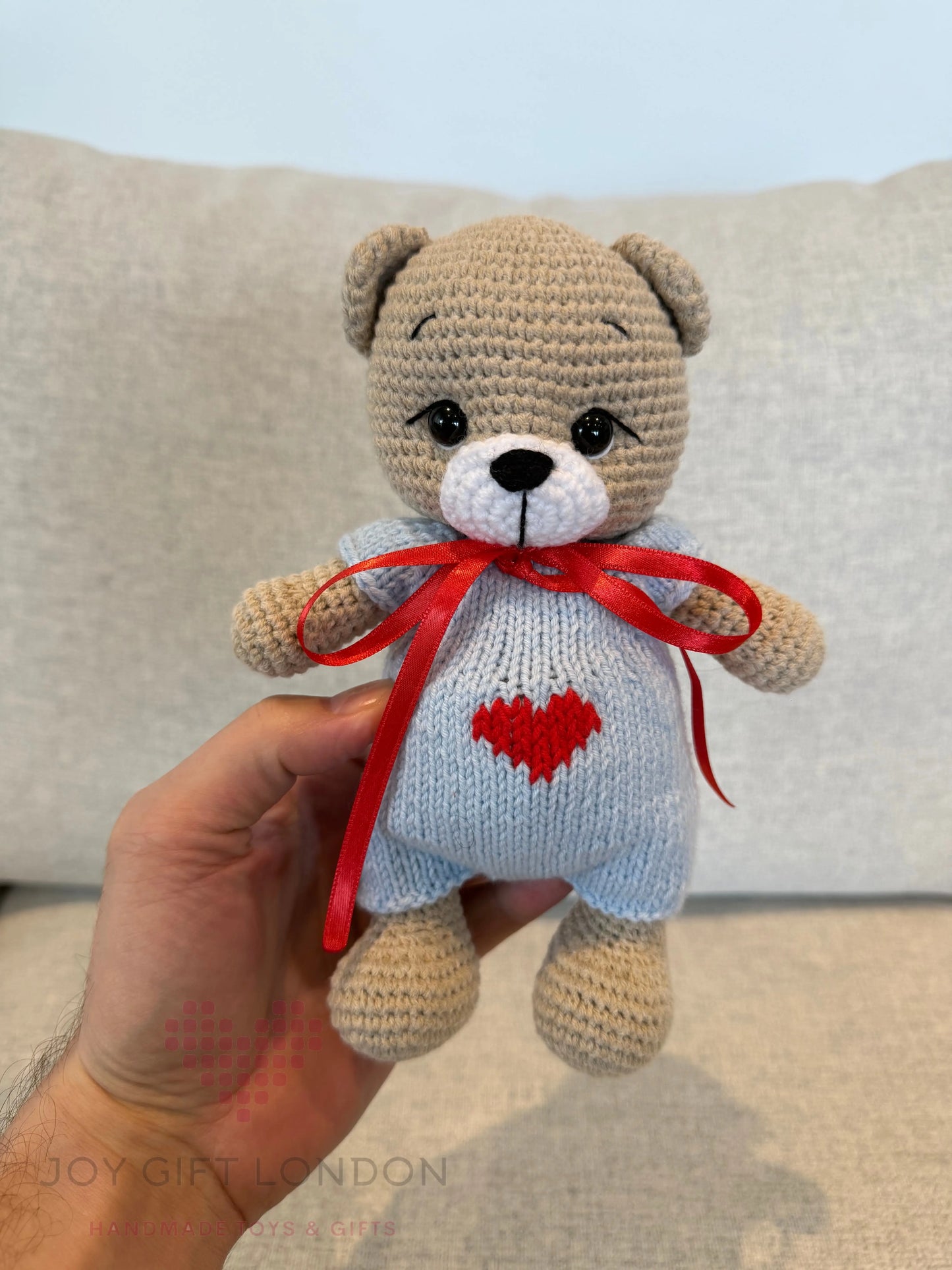 Handmade Joy Bear – Customisable Crochet Teddy Bear with Removable Outfit Joy Gift London