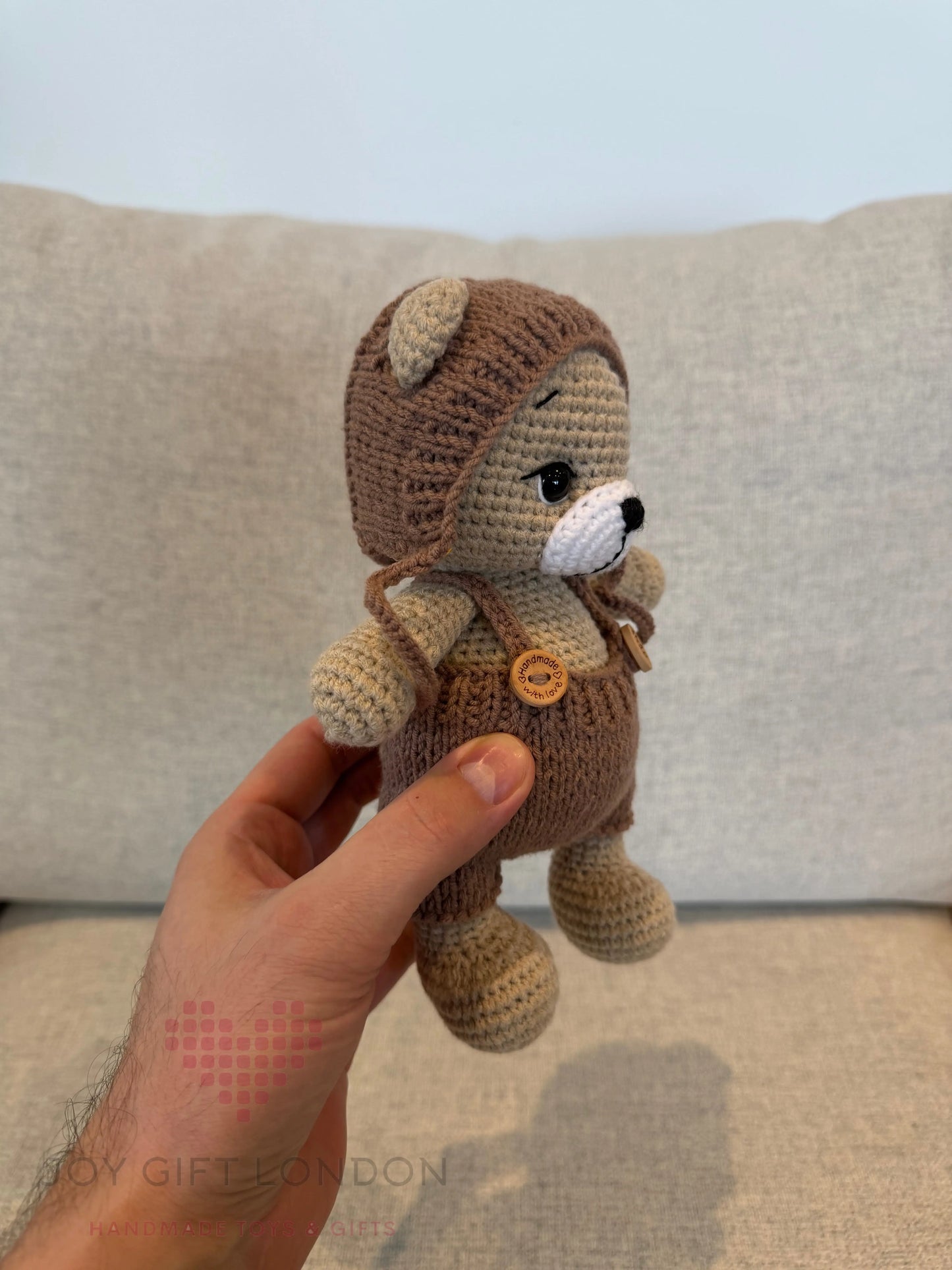 Handmade Joy Bear – Customisable Crochet Teddy Bear with Removable Outfit Joy Gift London