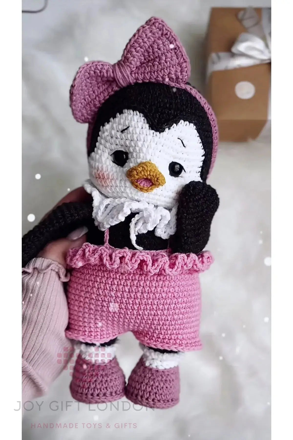 Handmade Joy Penguin – Customisable Crochet Penguin with Removable Outfit Joy Gift London