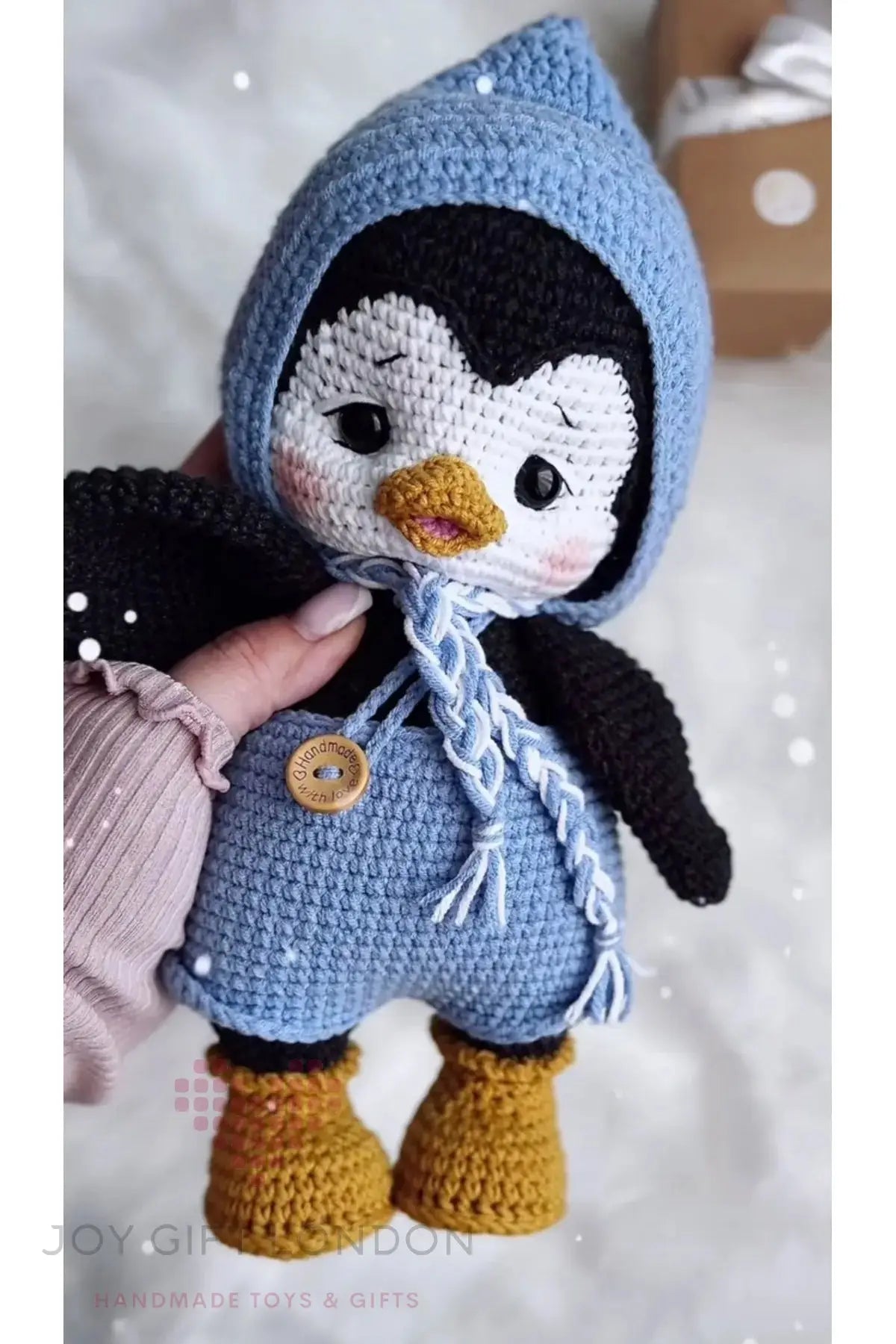 Handmade Joy Penguin – Customisable Crochet Penguin with Removable Outfit Joy Gift London