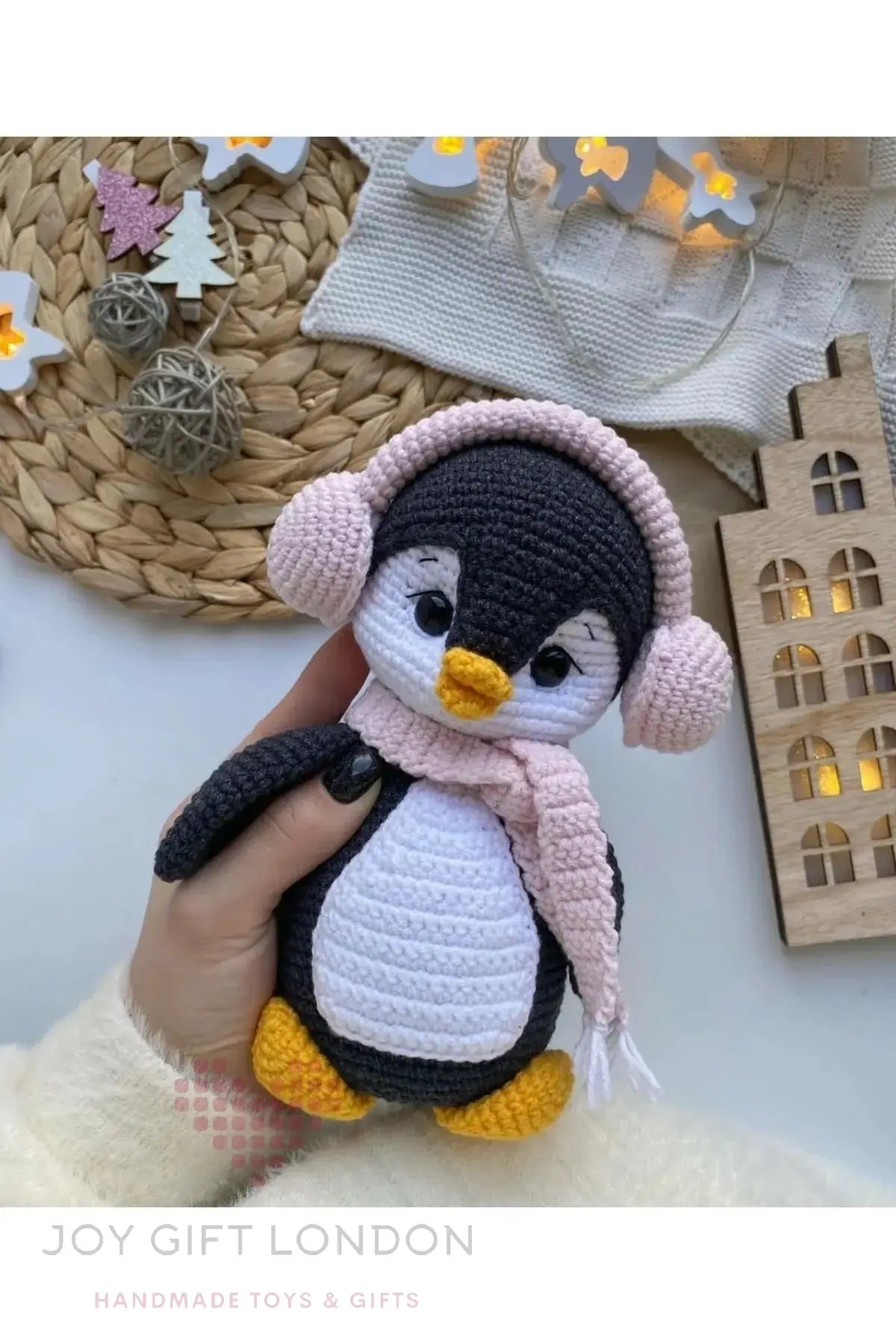 Handmade Joy Penguin – Customisable Crochet Penguin with Removable Outfit Joy Gift London