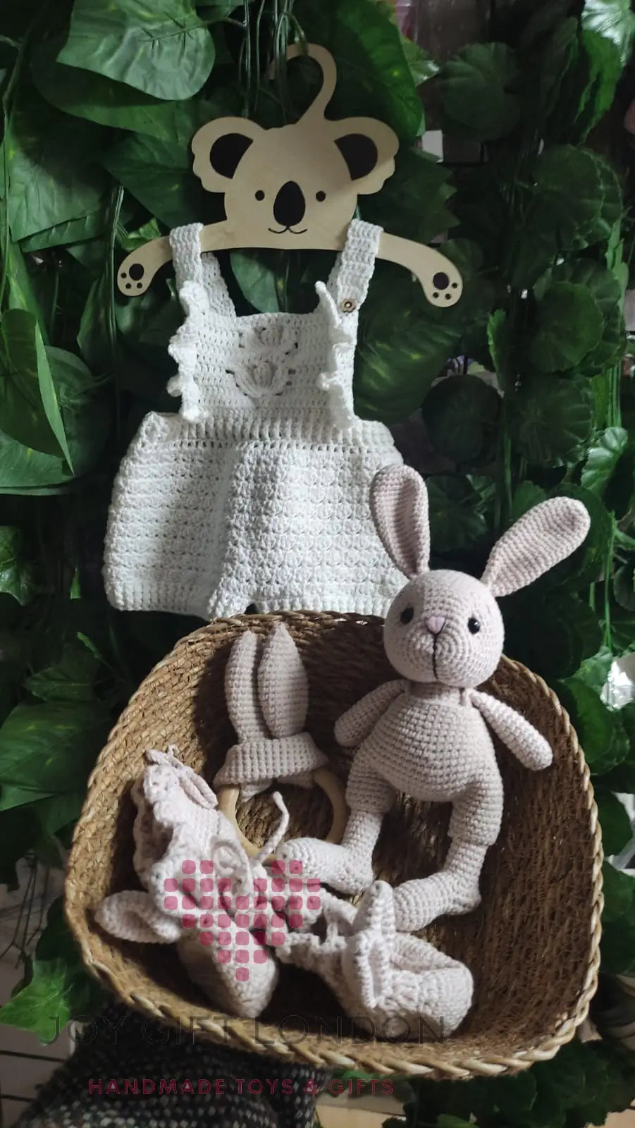 Handmade Rabbit Baby Gift Box Toy set, Rabbit Toy, Baby Booties and Rattle Toy 4pc TrendyToy