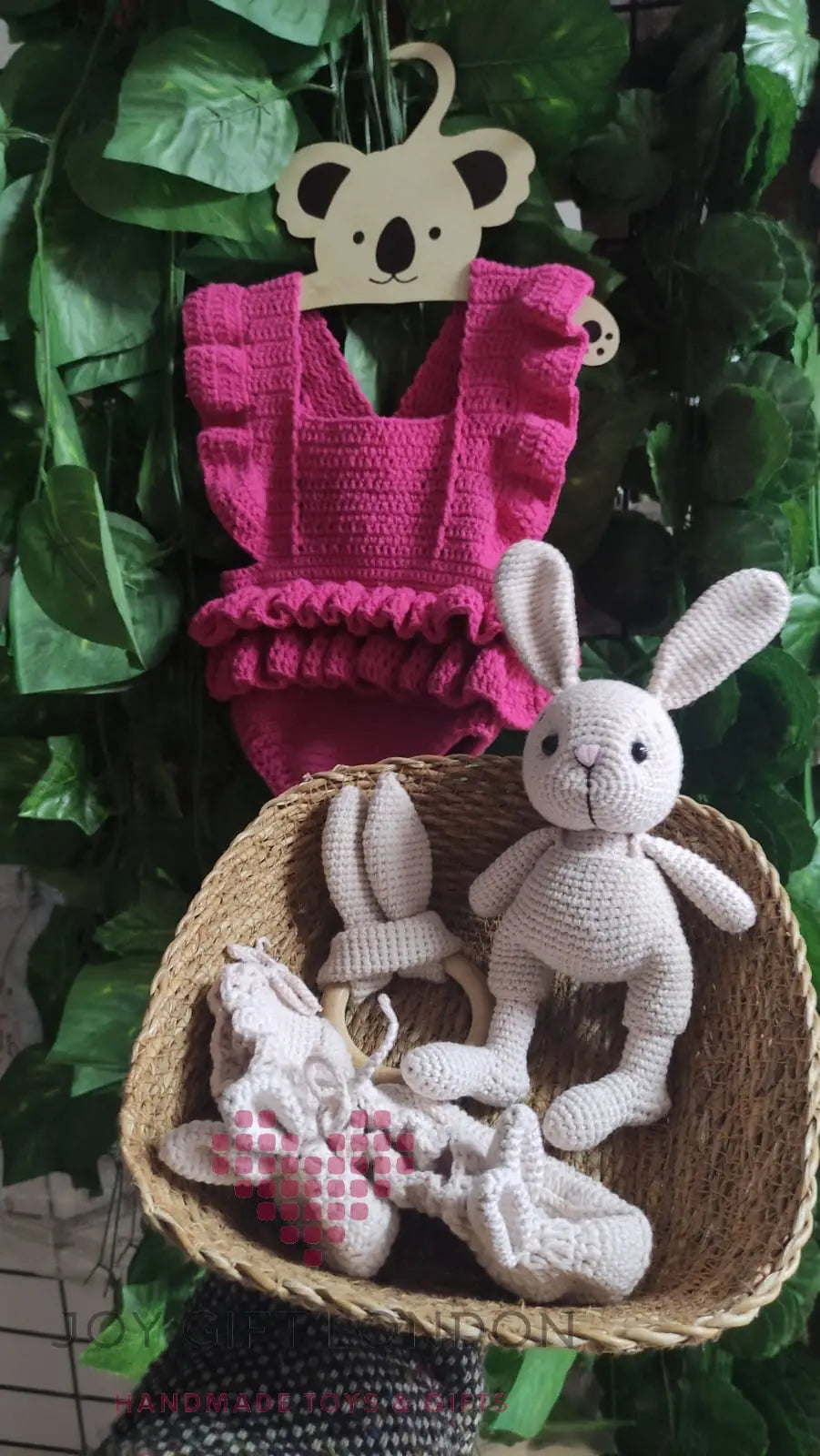 Handmade Rabbit Baby Gift Box Toy set, Rabbit Toy, Baby Booties and Rattle Toy 4pc TrendyToy