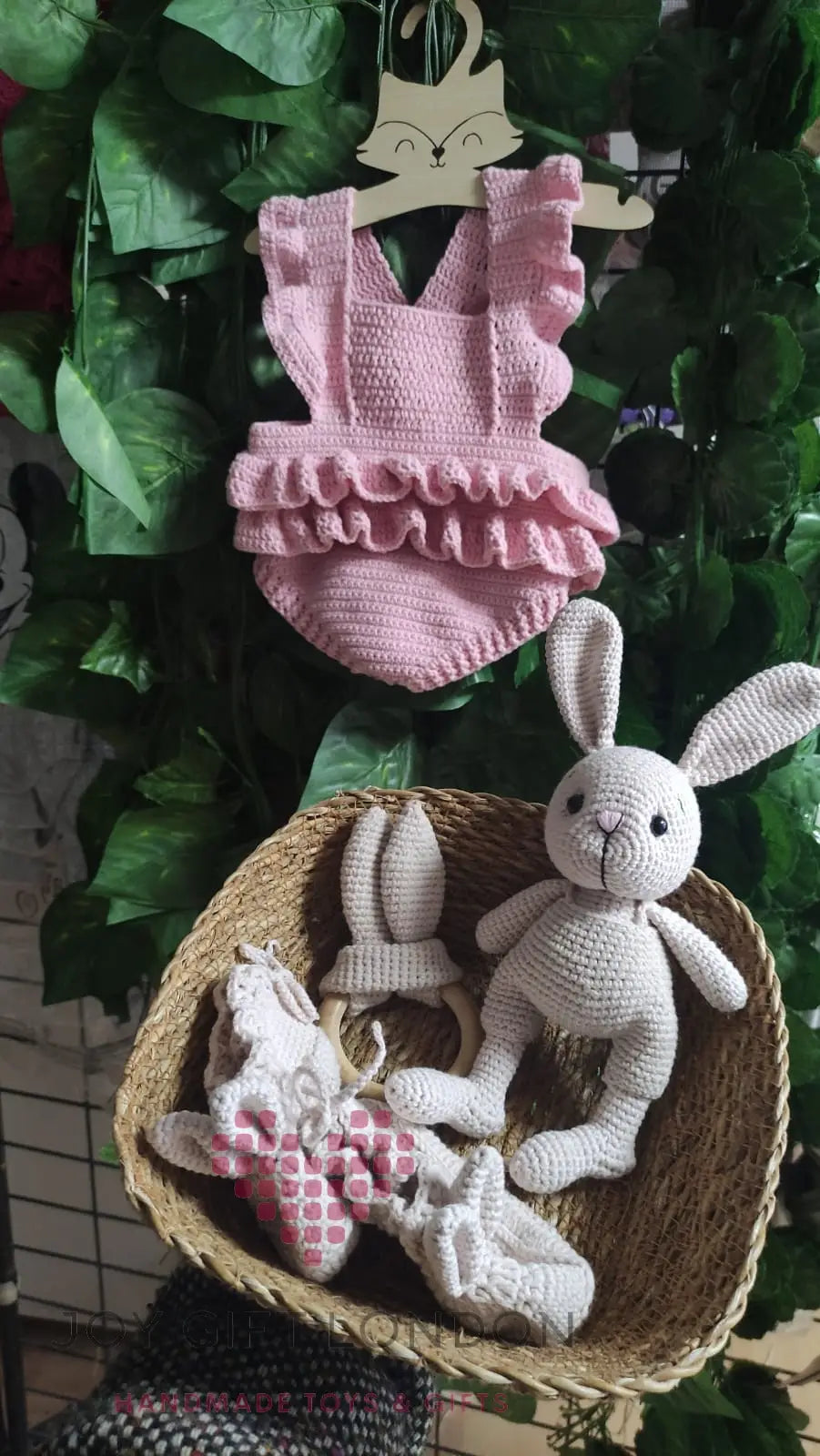 Handmade Rabbit Baby Gift Box Toy set, Rabbit Toy, Baby Booties and Rattle Toy 4pc TrendyToy