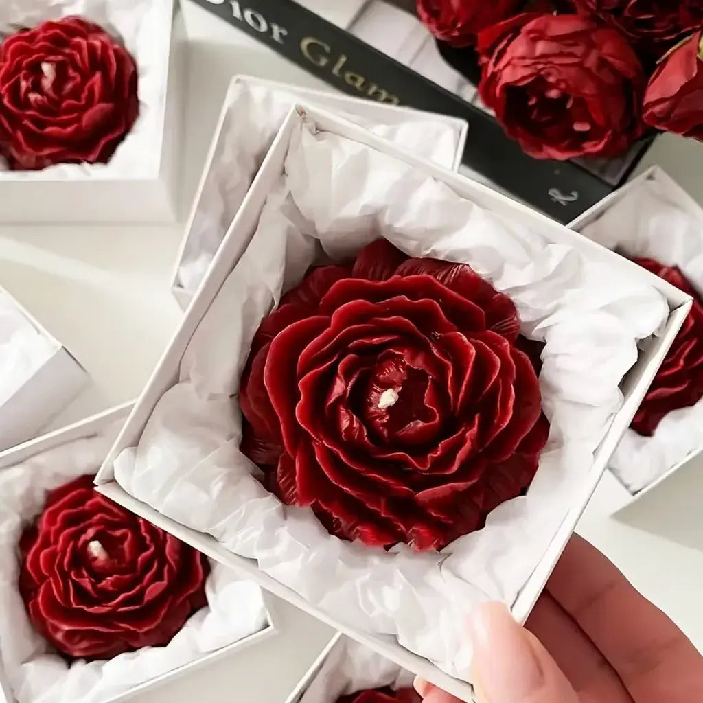 Handmade Red Peony Candle Gift  Joy Gift London