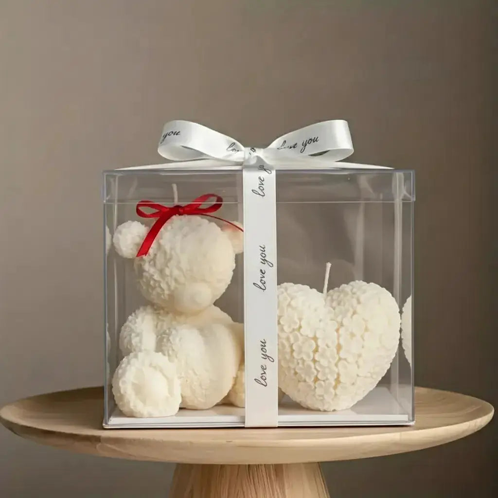 Handmade Teddy Bear Candle with Heart– Perfect Romantic Gift  Joy Gift London
