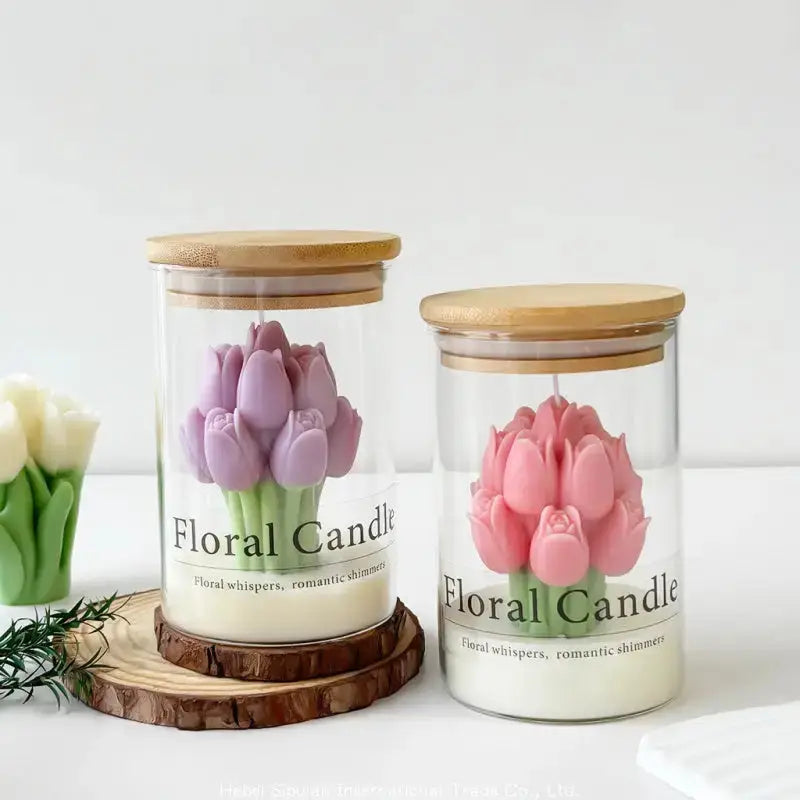 Handmade White Candle in Glass Jar – Personalised Message – Heart/Peony/Tulip  Joy Gift London