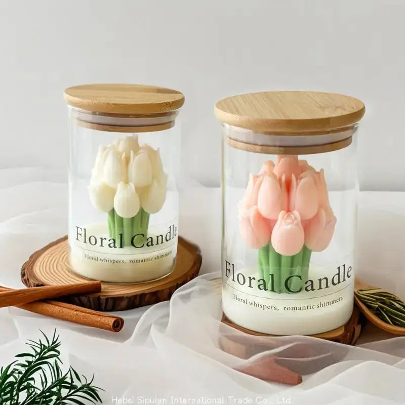 Handmade White Candle in Glass Jar – Personalised Message – Heart/Peony/Tulip  Joy Gift London