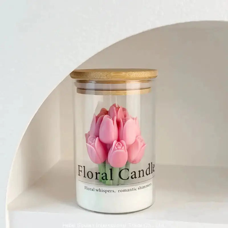Handmade White Candle in Glass Jar – Personalised Message – Heart/Peony/Tulip  Joy Gift London