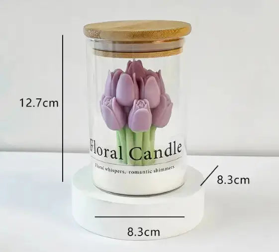Handmade White Candle in Glass Jar – Personalised Message – Heart/Peony/Tulip  Joy Gift London