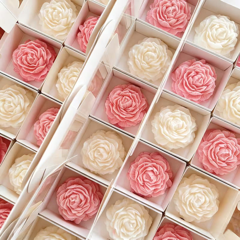 Handmade White/Pink Peony Candle Gift  Joy Gift London