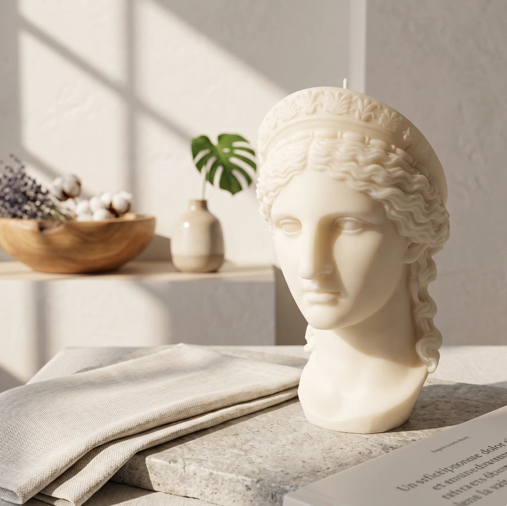 Large Hera Goddess Bust Candle: Sculptural Greek Statue - Hand-Poured Soy Wax