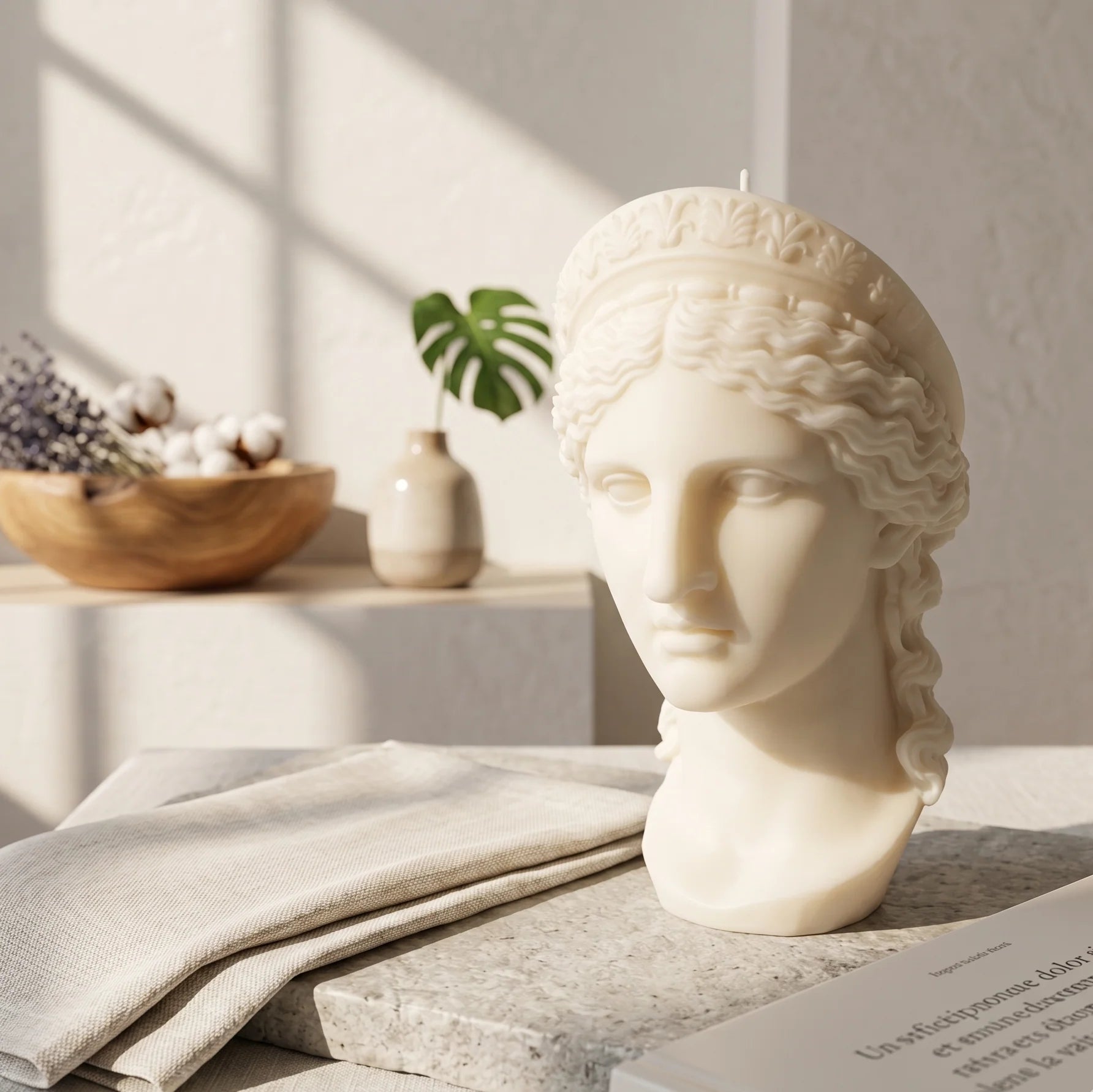 Large Hera Goddess Bust Candle: Sculptural Greek Statue - Hand-Poured Soy Wax