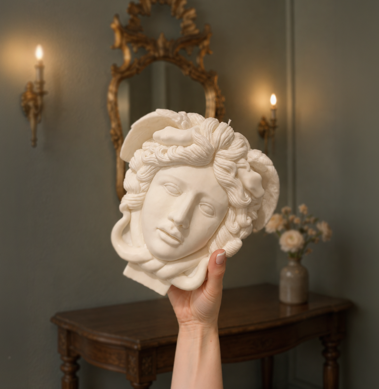 Medusa Goddess Bust, Large Soy Wax Sculptural Candle