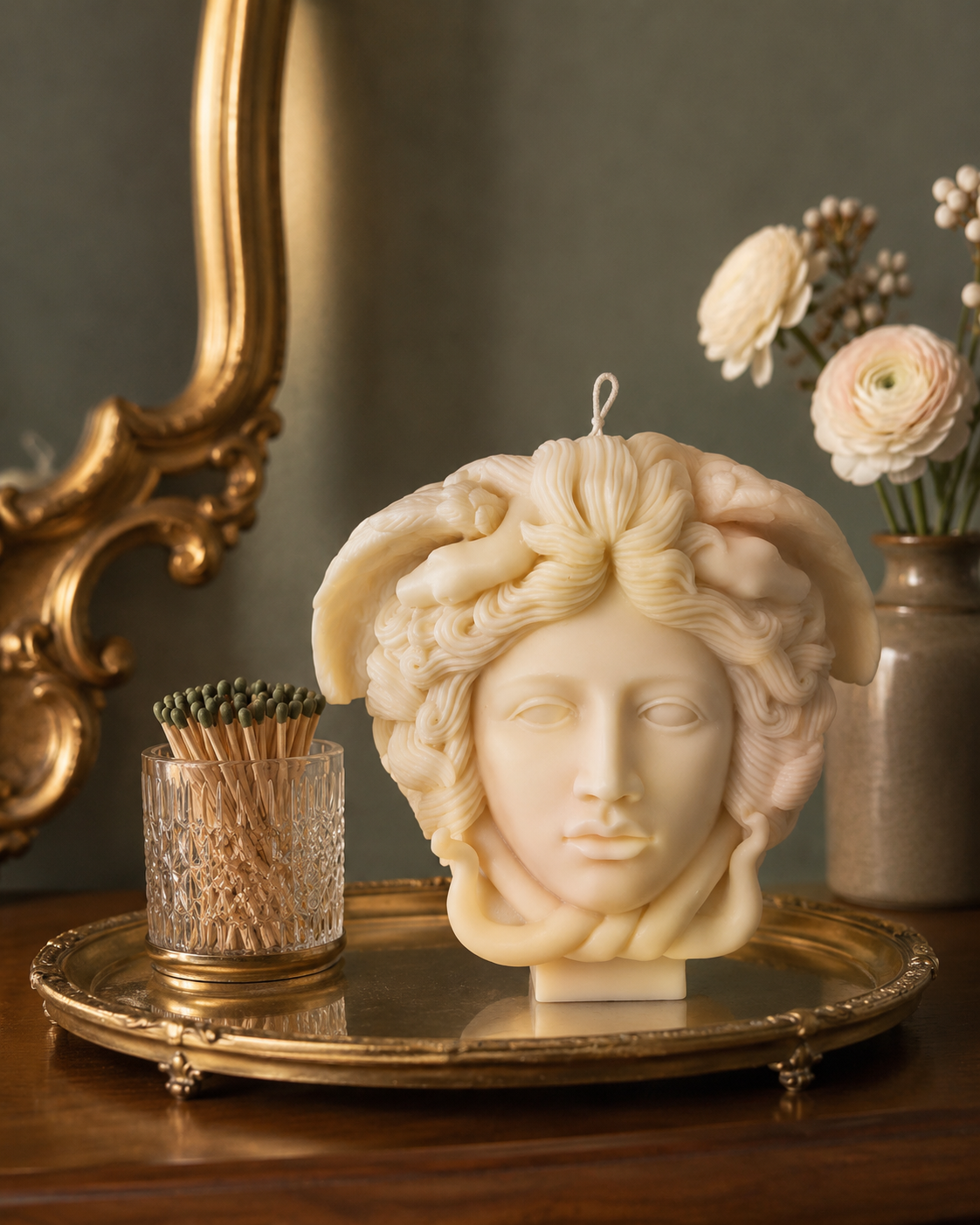 Medusa Goddess Bust, Large Soy Wax Sculptural Candle