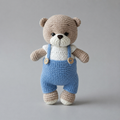 Handmade Crochet Teddy Bear Toy – Blue & Pink Jumpsuit Bears, Personalised Gift, Available Individually or as a Pair